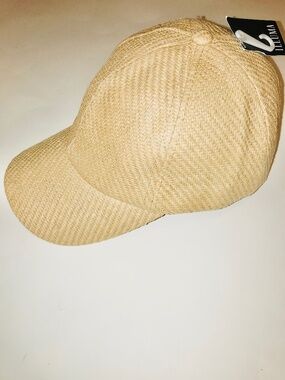 NWT Illuma Khaki Tan Paper Straw Baseball Cap Hat Summer Beach Boho Quiet Luxury